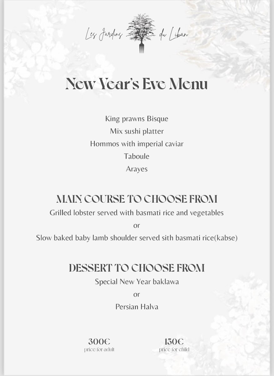Menu Les Jardins Du Liban-1